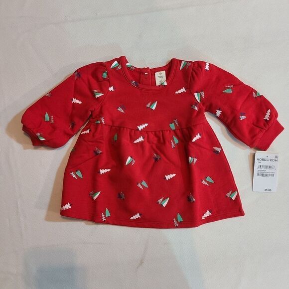 Tucker + Tate Red Chinoise Sparkle Forest Christmas Top Size 3M - Picture 2 of 5